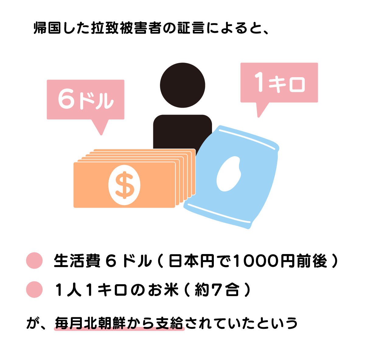 工作員の教育場所に使われることもあり、ほとんどは高級な設備が備わっていたようだ。帰国した拉致被害者の証言によると、生活費6ドル（1000円前後）と1人1キロ（約7合）のお米が、毎月北朝鮮から支給されていたと言われている