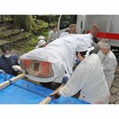 金剛力士像を運び出す京香のスタッフ＝２０２５年１１月２７日、南魚沼市雲洞