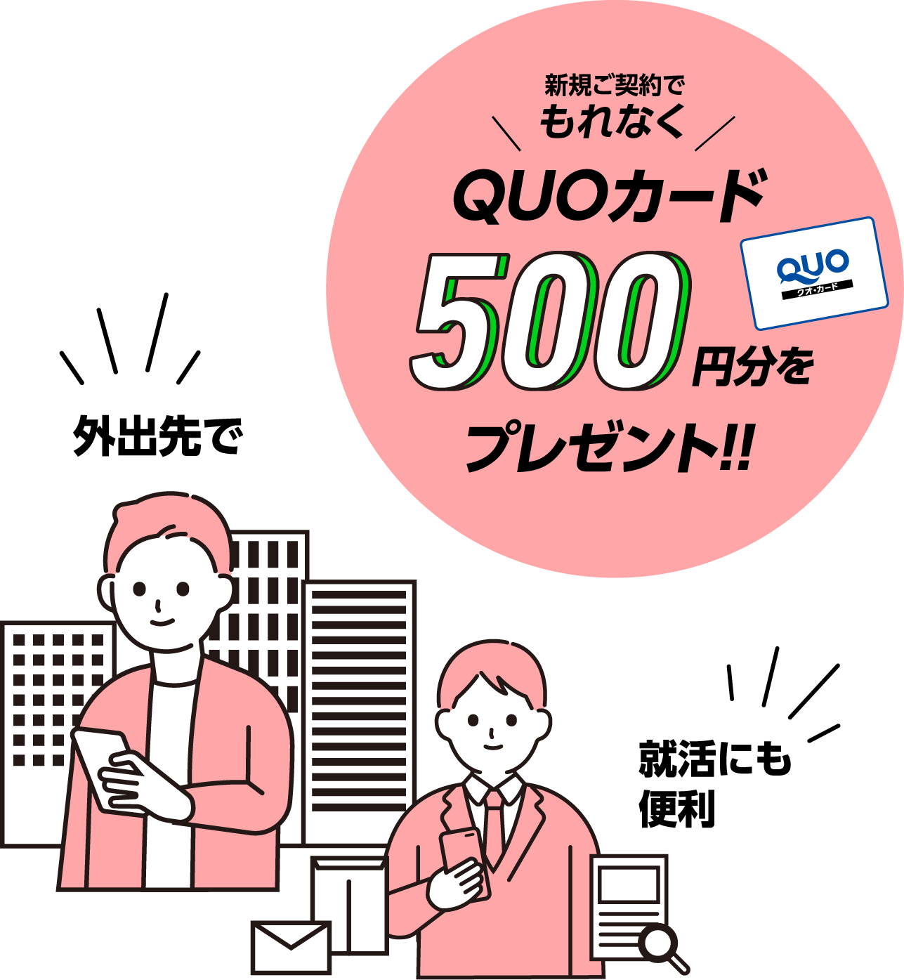 新規ご契約でもれなくQUOカード500円分をプレゼント