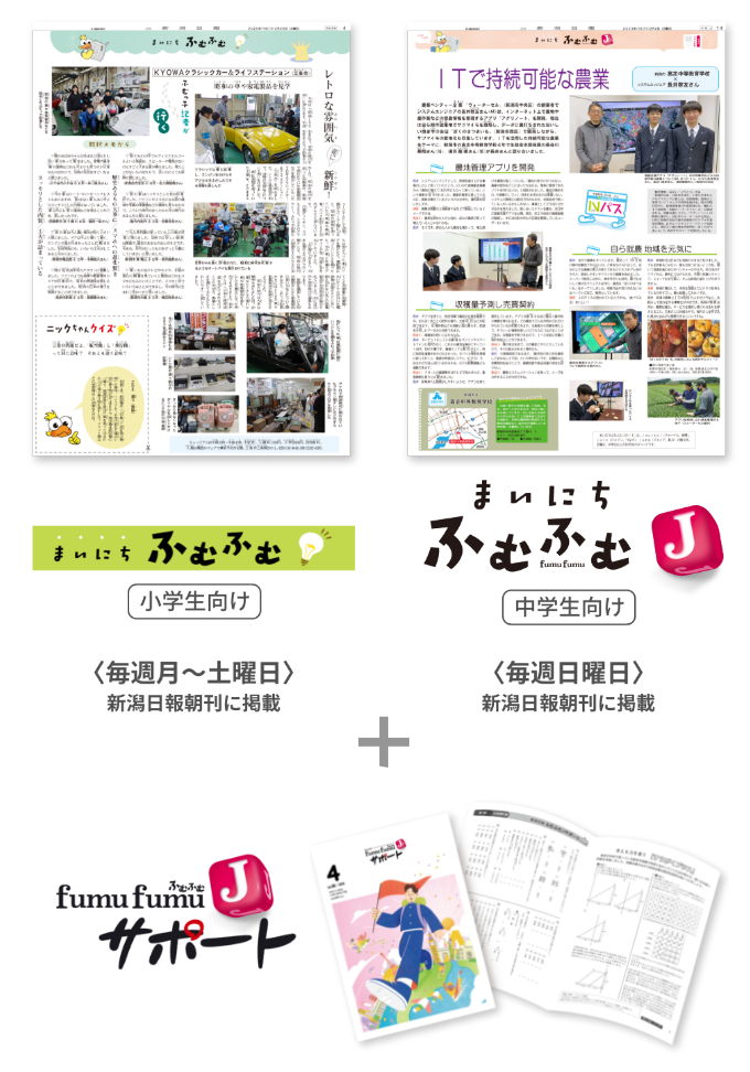  まいにちふむふむJ（毎週日曜日 新潟日報朝刊に掲載） + ふむふむJサポート