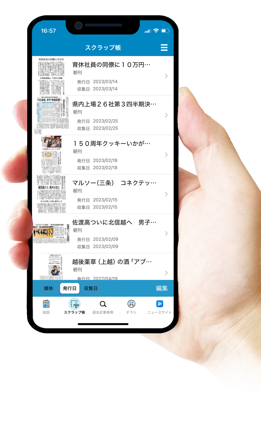 スマートフォンと手の画像